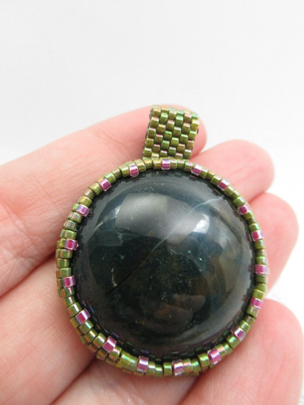 Jasper handwoven pendant